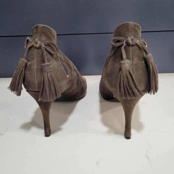 Nine West Modesty Suede Heeled Point Toe Brown Pumps - Picture 5 of 10